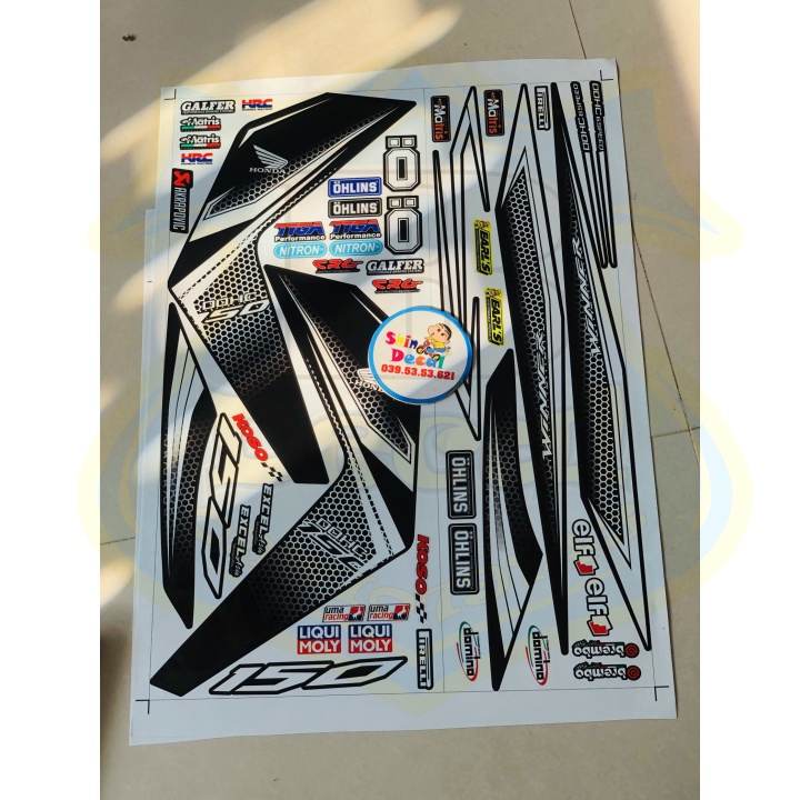 ( Quí khách vui lòng mang ra tiệm cho thợ dán ) Tem winner tổ ong trắng đen