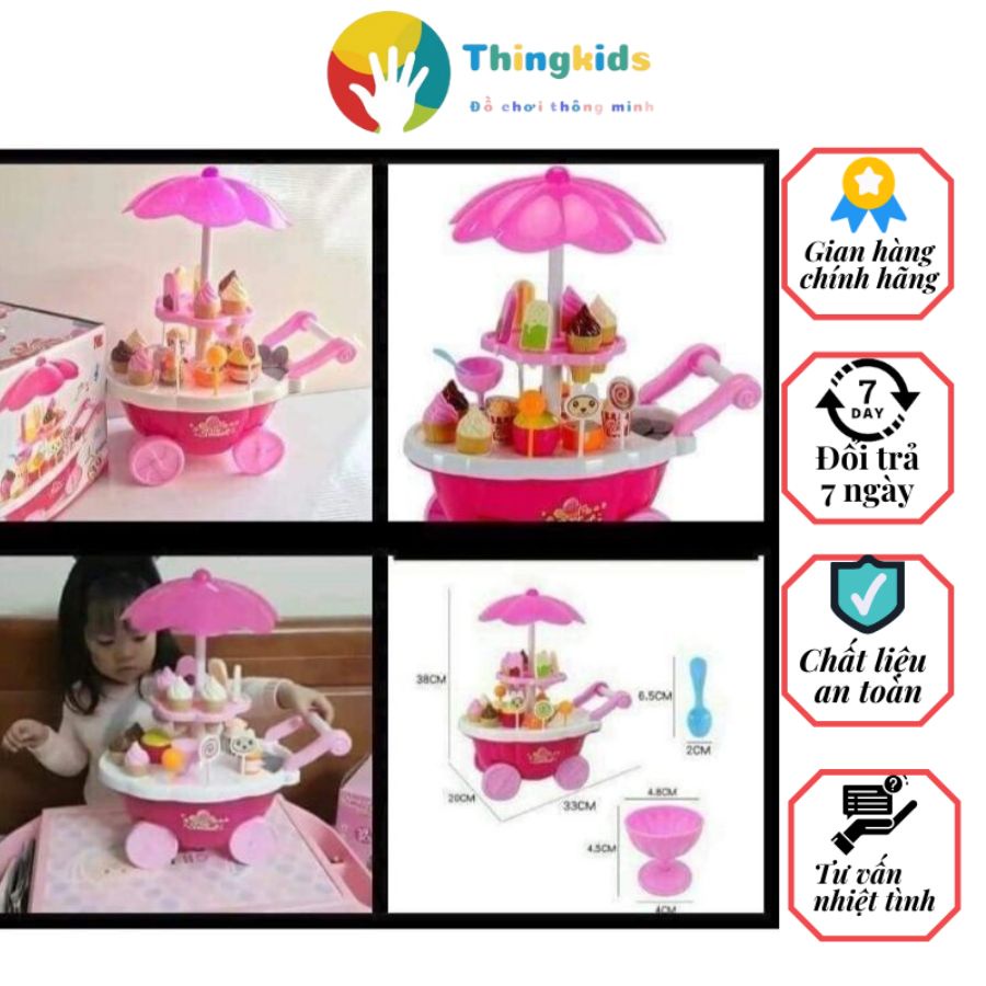 Đồ chơi xe đẩy kem 2 tầng có nhạc cho bé - Thingkids