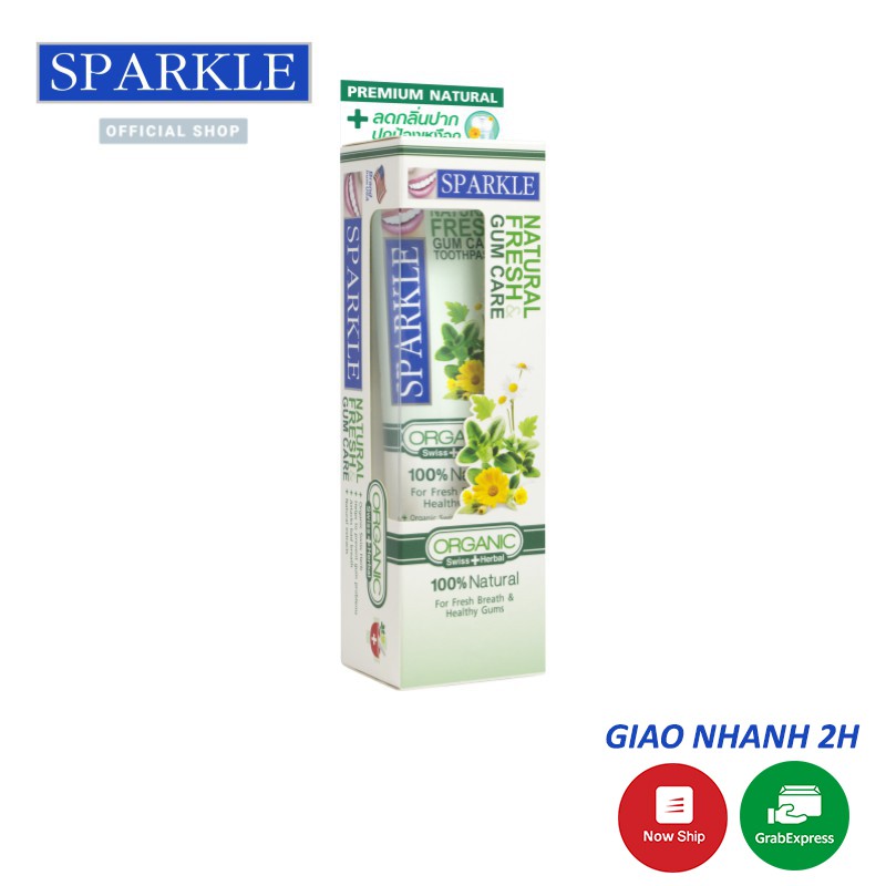 Kem đánh răng Sparkle Natural Fresh&Gum Care 100g – Kem trắng răng hữu cơ MỚI