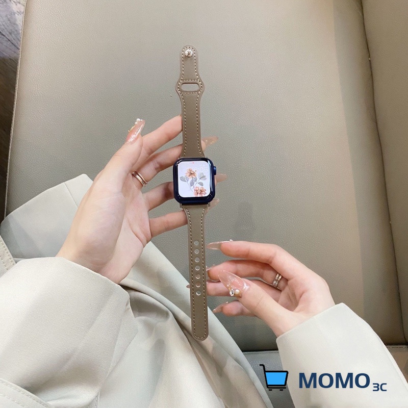 Dây đeo bằng da mỏng cho đồng hồ thông minh Smart Watch Series 6 SE 5 4 3 2 Luxury IWatch 40mm 44mm 38mm 42mm
