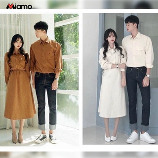 Set đồ đôi áo sơ mi nam - đầm nữ váy dài cực xinh miamo mo14