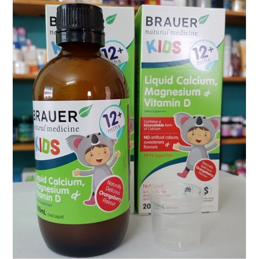 BRAUER Bổ Sung CALCIUM, VITAMIN D, MAGNESIUM - ÚC: 200ML