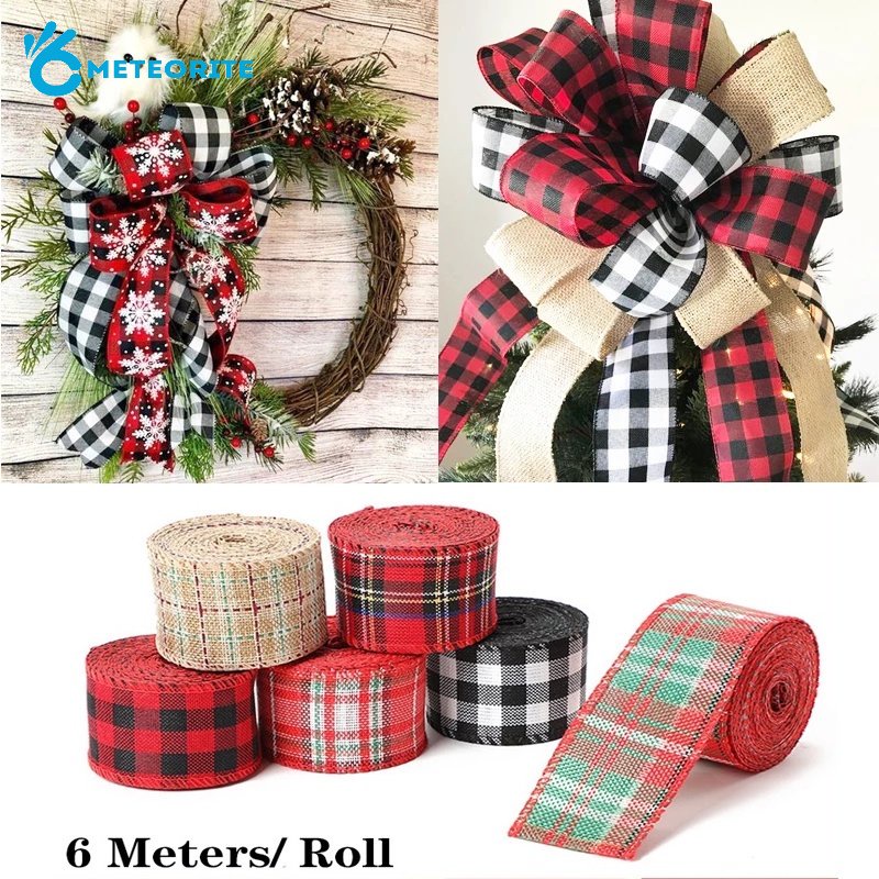 Cuộn Dây Ruy Băng Bản Rộng 6m * 5cm Trang Trí Giáng Sinh