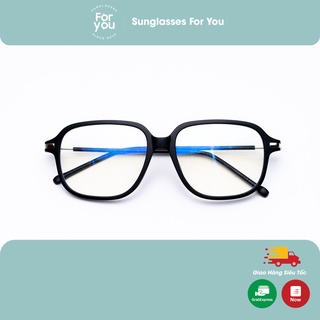 Gọng kính cận nhựa dẻo cho mặt tròn 4U, mắt vuông chống bụi hoặc lắp cận, màu đen vàng và đen bạc – 30014
