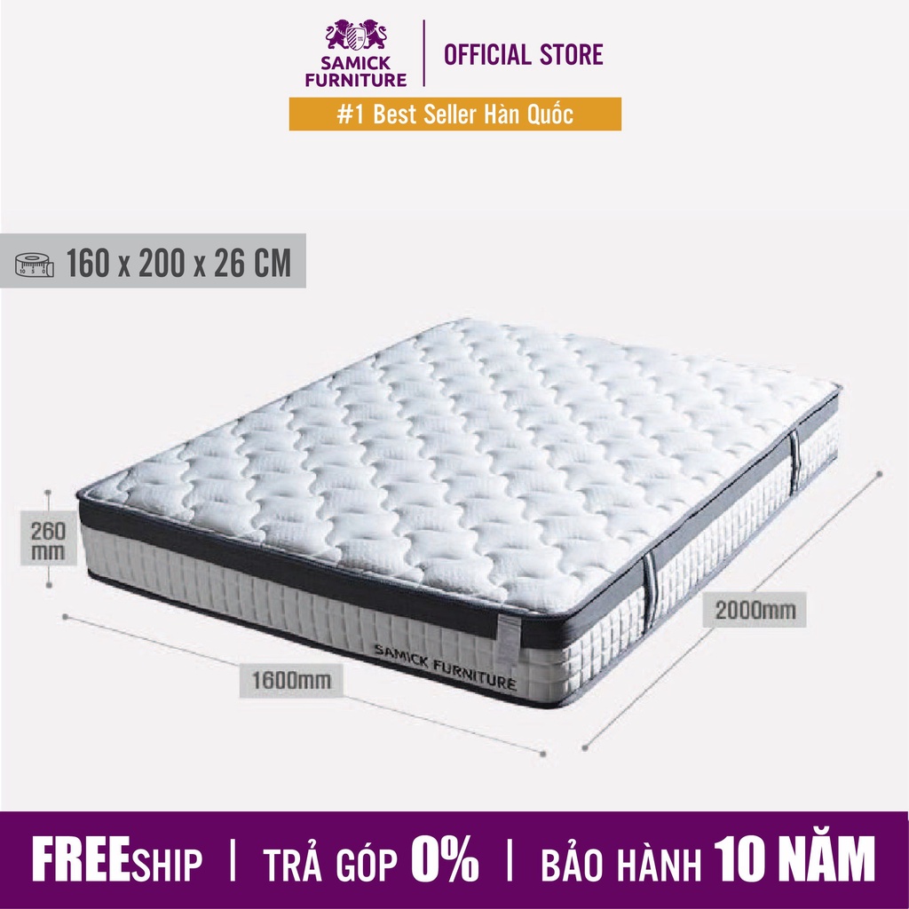 Nệm Lò Xo Túi Hút Chân Không Hàn Quốc Samick Transform 160x200x26cm - Nệm êm và thoáng mát