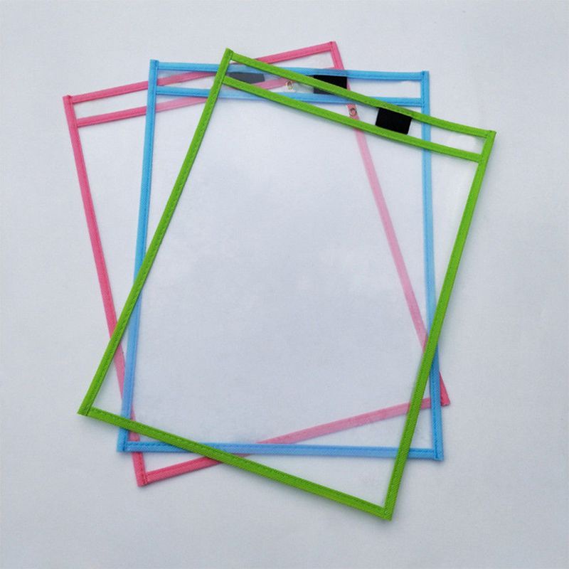 10Pcs Reusable Dry Erase Pockets, Assorted Colors For Children Kids Students
