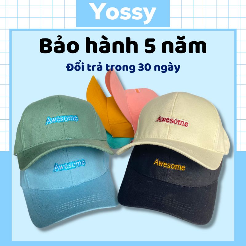 Mũ lưỡi trai nam nữ thêu chữ Awesome phong cách Ulzzang ❤ Nón kết kaki unisex cao cấp