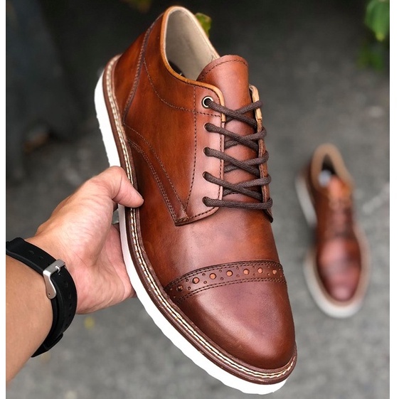 [CAO CẤP] Giày da nam công sở màu nâu COLE HAAN HM mũi tròn Đế bánh mì Phong cách văn phòng đường phố bụi bặm BH 1 năm