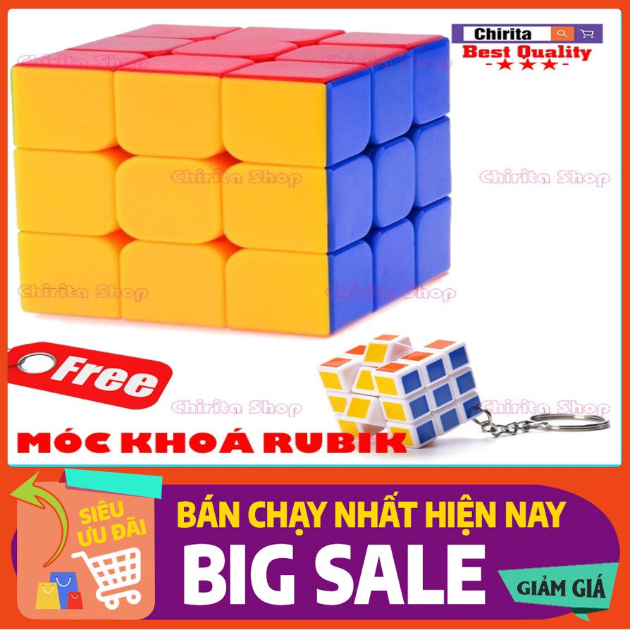 [Giúp Con Thông Minh ]Rubik 3x3 cao cấp có tặng kèm móc chìa khoá rubik