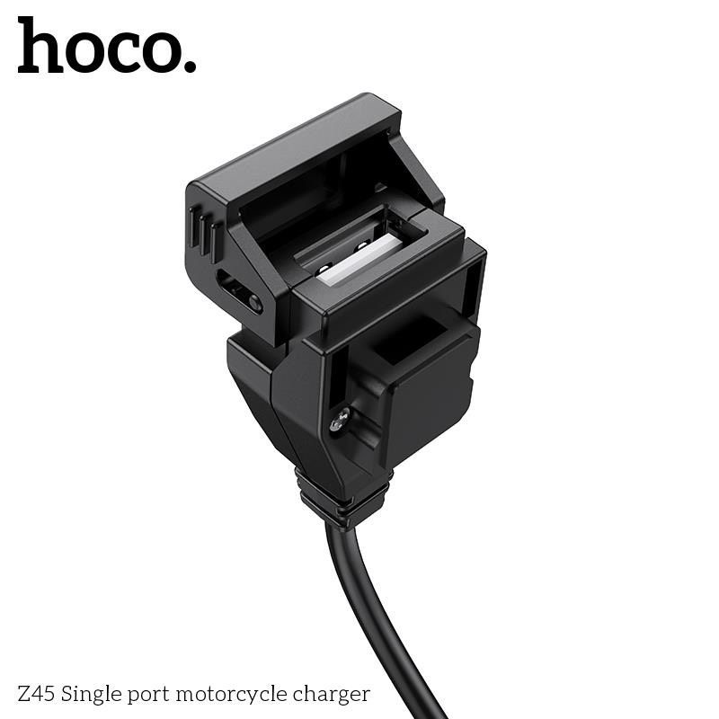 Bộ Tẩu Sạc Z45 cho xe máy, mô tô chống nước Hoco, có đầu cắm USB tiện dụng + Giá đỡ CA73 CA93 chính hãng chất lượng cao