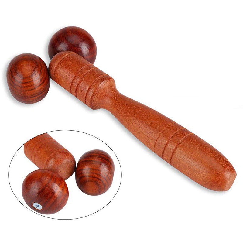 Dụng Cụ Lăn Mát Xa Bằng Gỗ Màu Đỏ Cho Cơ Thể / Mặt / Lưng / Chân