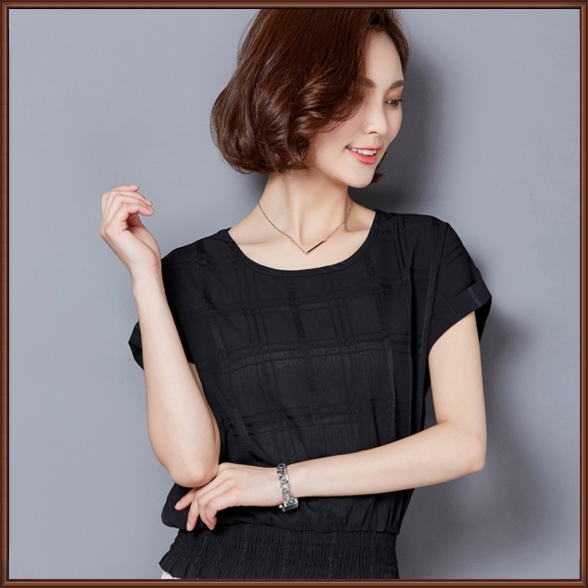 Áo Sơ Mi Chiffon Tay Cánh Dơi Dáng Rộng Họa Tiết Kẻ Sọc Thời Trang Mùa Hè Cho Nữ