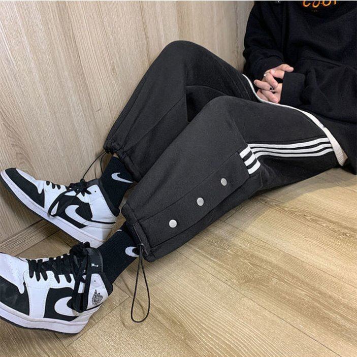 【M-3XL】Quần Dài thể thao dáng rộng ba hàng khuy thoải mái thời trang cho nam