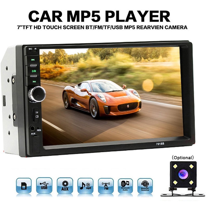 Màn hình cảm ứng 7018B 2 Din 7" HD Âm thanh Âm thanh nổi Bluetooth Xe hơi MP5 Player
