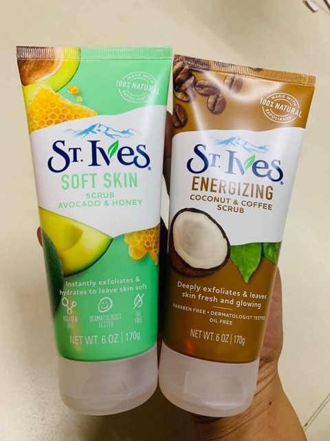 Sữa rửa mặt tẩy tế bào chết St.lves Trà xanh/ Chanh đào/ Mơ