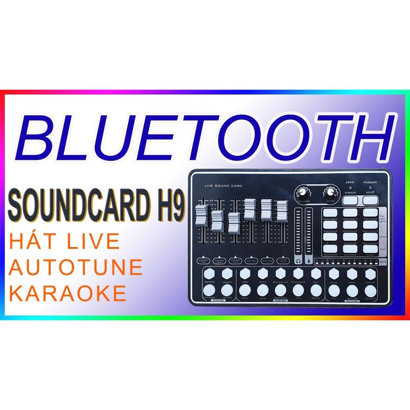 Sound Card H9 Có Bluetooth, Auto-Tune, Pin Sạc – Hát Karaoke Live Stream