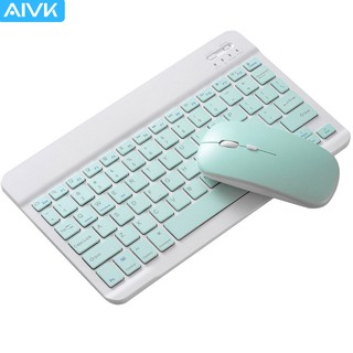 Bộ chuột bàn phím Bluetooth không dây mini Aivk đa năng cho máy tính bảng/ Ipad