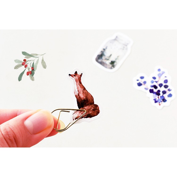 Hộp 46 Nhãn dán sticker chủ đề Rừng tuyết trang trí sổ tay bullet journal Box Sticker ST377