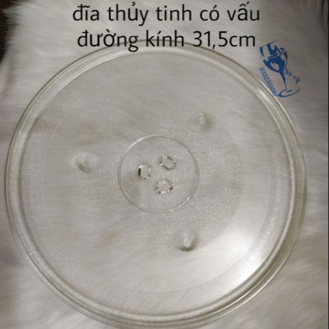 Đĩa thủy tinh chịu nhiệt trong lò vi sóng có mấu đường kính 31,5cm