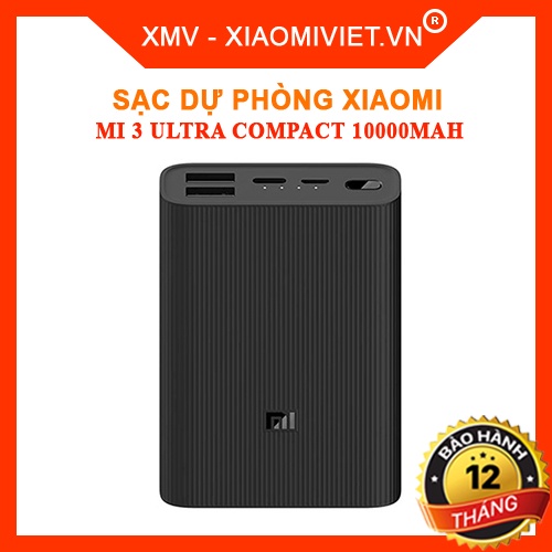 Sạc dự phòng Xiaomi Mi 3 Ultra Compact 10000mAh Bảo hành 12 tháng