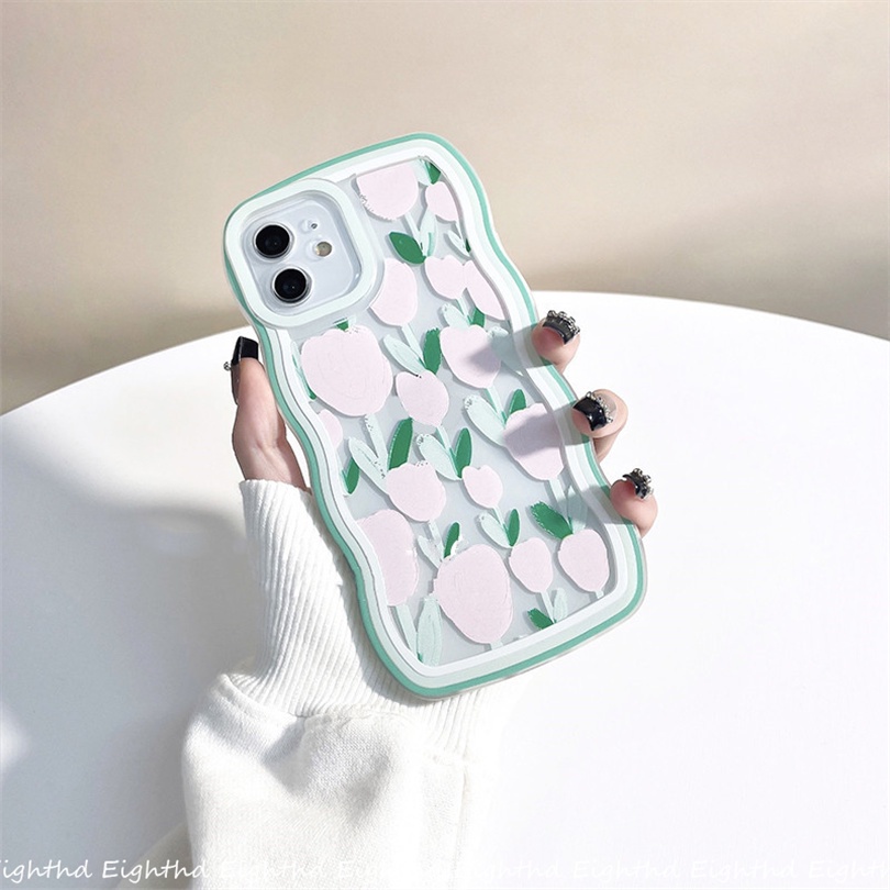 Ốp Điện Thoại Silicone Mềm Trong Suốt Chống Sốc In Hình Hoa Tulip Cho iPhone 13 12 11 Pro Max X XR Xs Max 6 7 8 Plus