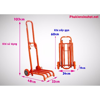 Xe Đẩy Hàng Mini Xếp Gọn TSXD-2 tải được 70kg - Sơn tĩnh điện - Bánh đúc