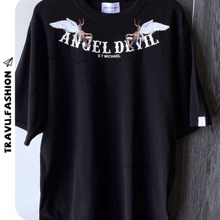 Áo thun form rộng tay lỡ chất cotton mịn mát in Devi Angel trẻ trung TL223