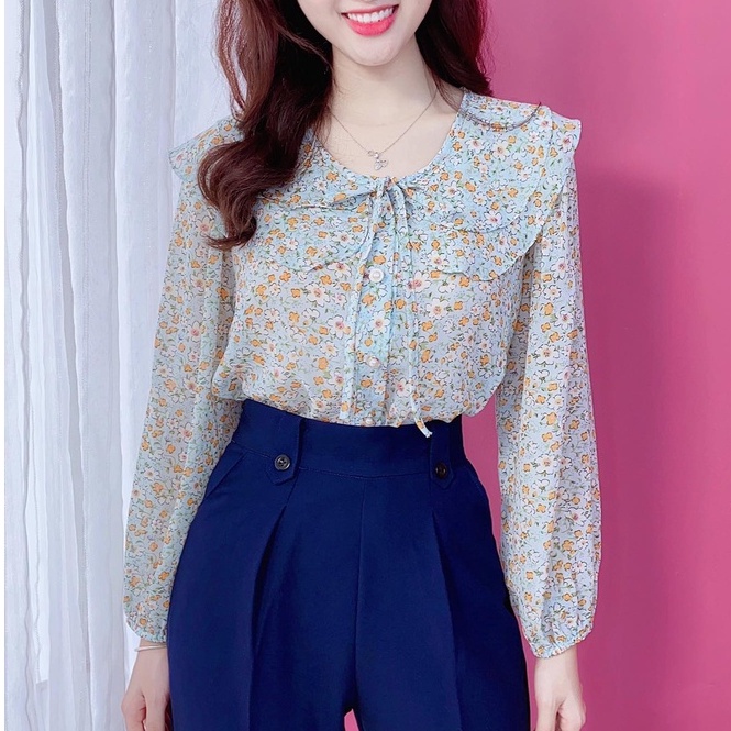 Áo sơ mi hoa nhí cổ bèo 2 tầng CHUU A6982