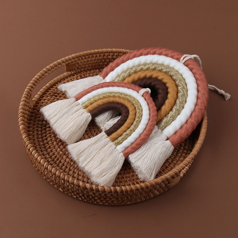 Phụ Kiện Trang Trí Hình Cầu Vồng Bằng Vải Dệt Phong Cách Boho Bắc Âu