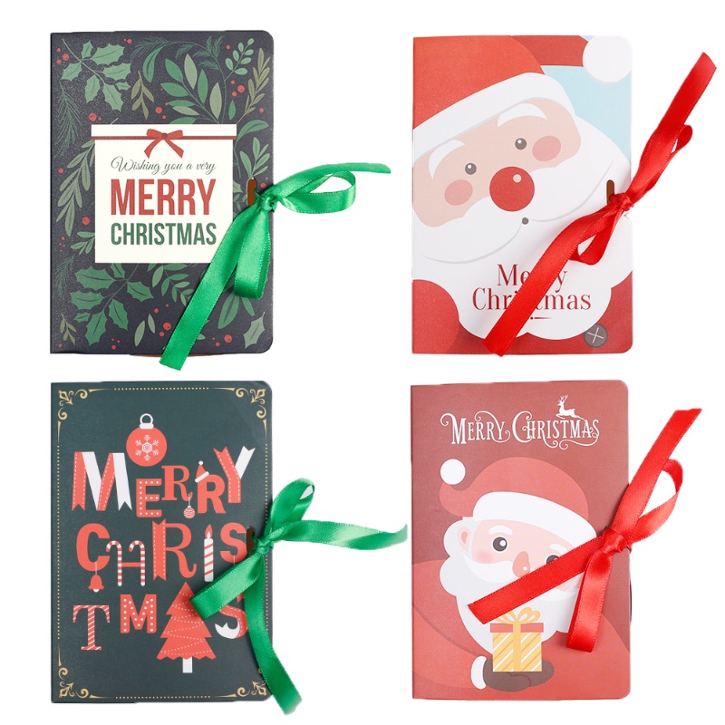 Hộp Đựng Quà Giáng Sinh Họa Tiết Ông Già Noel Hoạt Hình Có Ruy Băng / Sách Ma Thuật