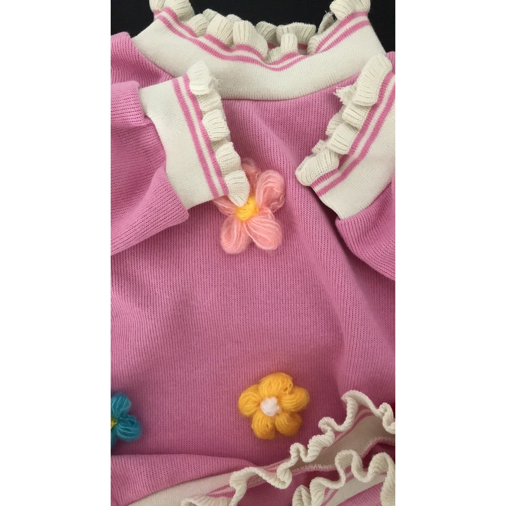 Áo len đính hoa cổ bèo trẻ em (3 màu) N00609