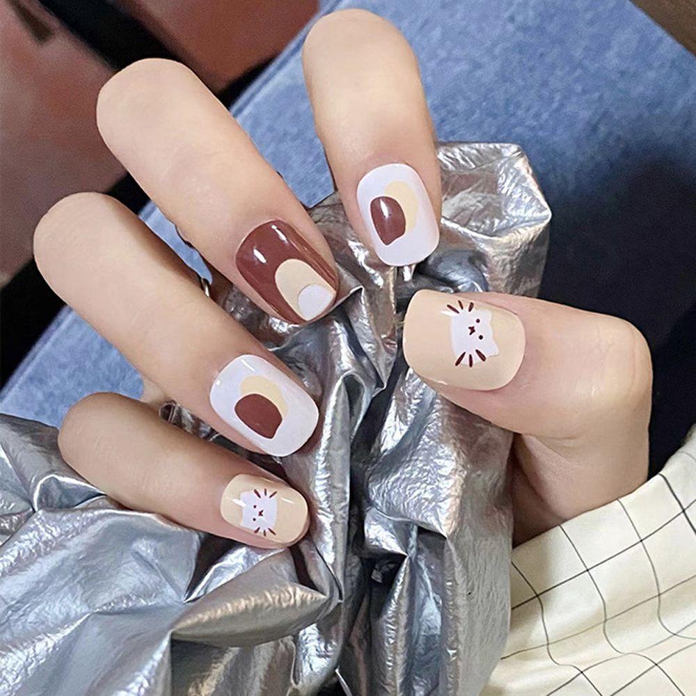 Bộ Móng Tay Giả Ngắn Hình Chuột Mickey / Thỏ Hoạt Hình Dễ Tháo Rời