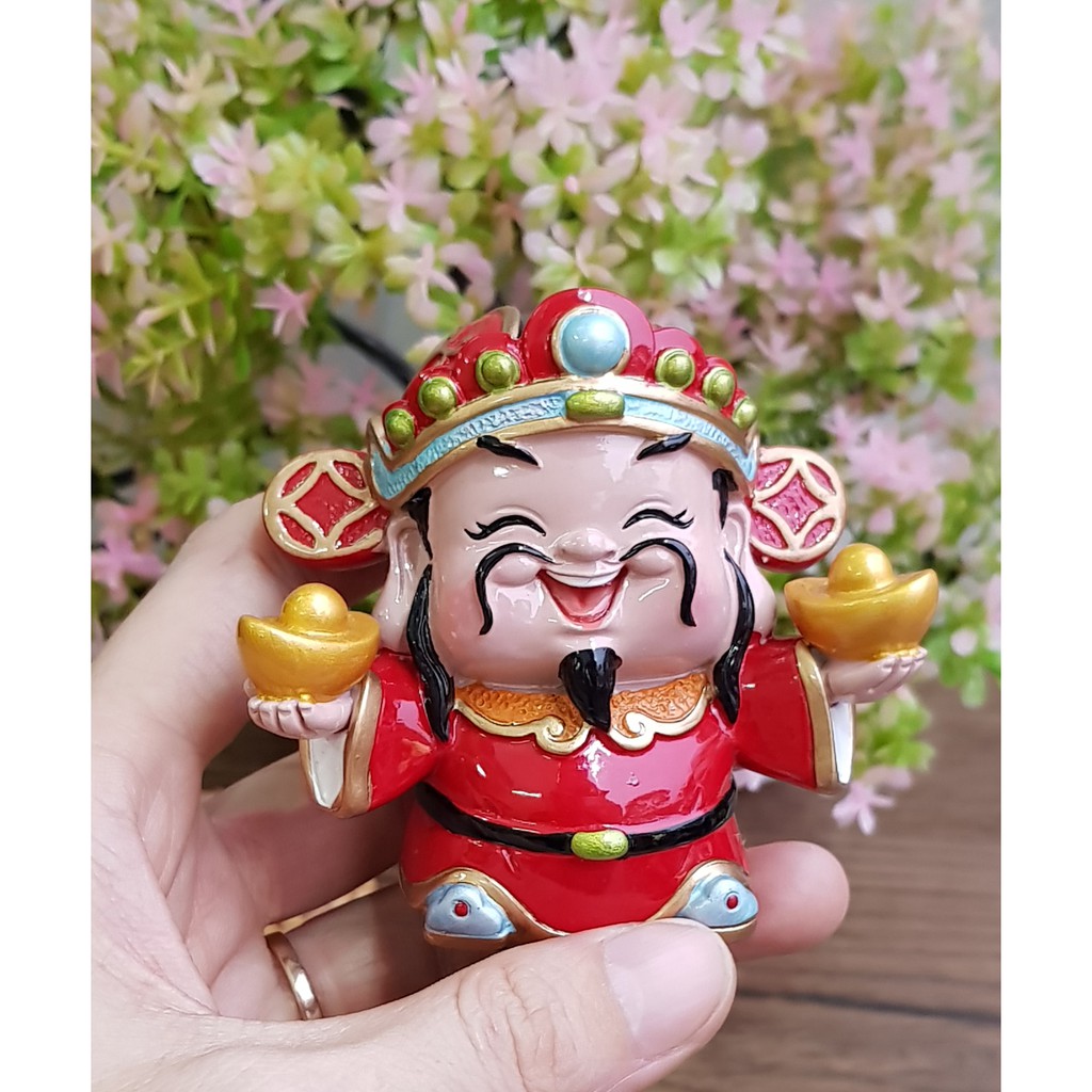 Tượng chibi Thần Tài may mắn 7cm - mẫu hai tay cầm 2 thỏi vàng