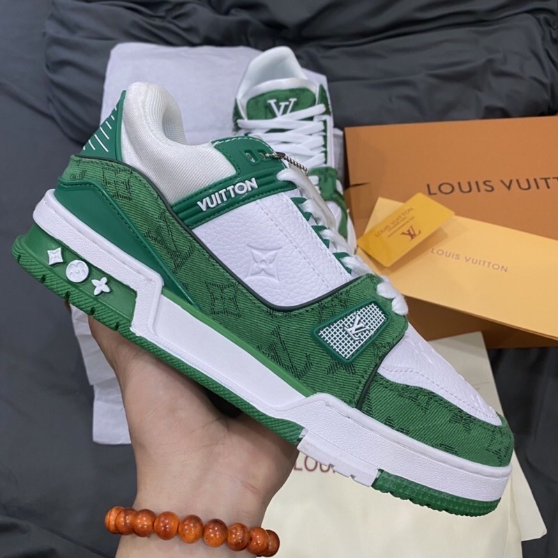 GIÀY L.V TRAINER SNEAKER GREEN WHITE LAI AU SC