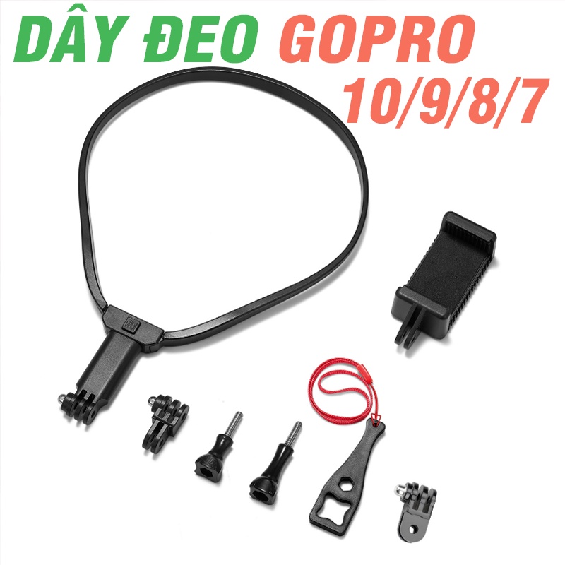 Dây đeo Gopro 10 / 9 / 8 / 7 / 6 /  hoặc điện thoại bằng nhựa kèm kẹp và ốc vít