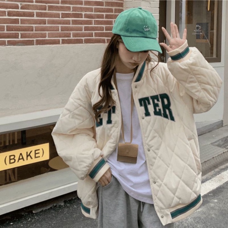 Áo Khoác Bomber Nam Nữ Trần Bông, Áo Khoác Trần Bông Unisex Họa Tiết Trám Hàng Quảng Châu Cao Cấp