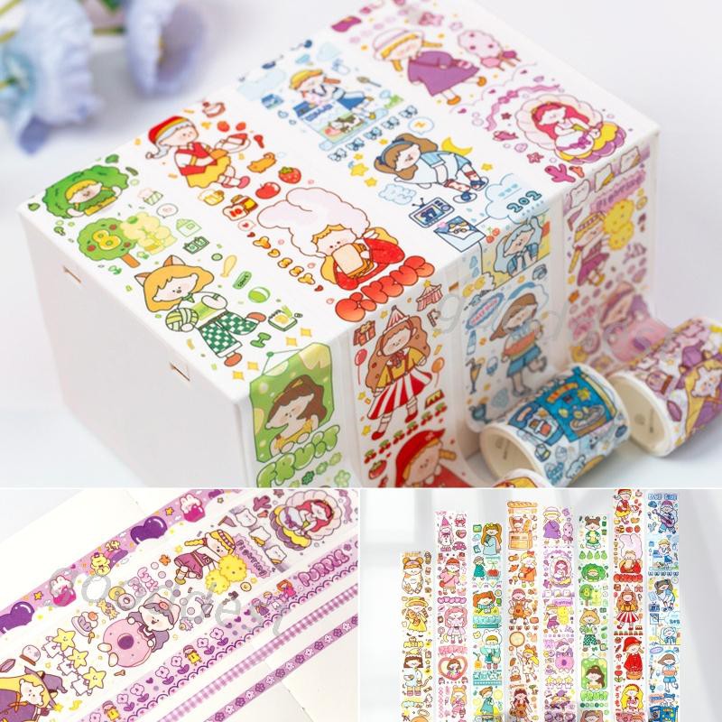 Cuộn Băng Dính Washi Hình Cô Gái Vui Nhộn Trang Trí Sổ Lưu Niệm