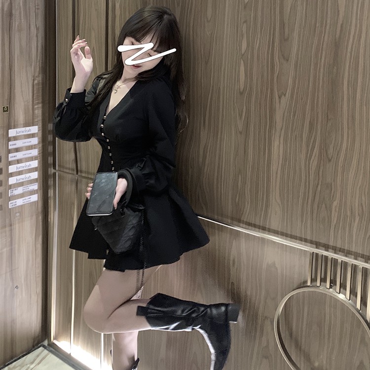 Đầm nữ dáng xòe mini tay dài Emilyshop