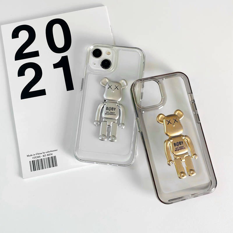 Ốp Hình Gấu Bearich Trong Suốt có giá đỡ  Cho 13 Pro Max 12 Pro Max 11 X XS Max 7/8Plus