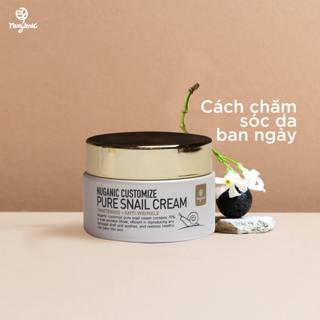 [CHÍNH HÃNG] Kem dưỡng ốc sên làm trắng da, chống lão hoá Nuganic Customize Pure Snail Cream+TẶNG KÈM SAMPLE KIT 300K