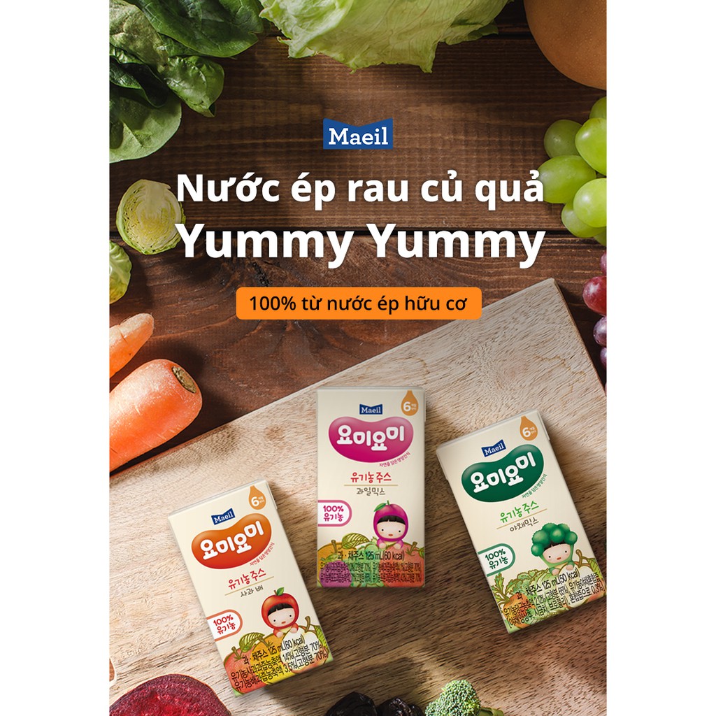 Nước ép hoa quả Maeil nhập khẩu Hàn Quốc hỗ trợ tiêu hoá, hấp thu tốt cho bé từ 6 tháng tuổi (Lốc 4 hộp)