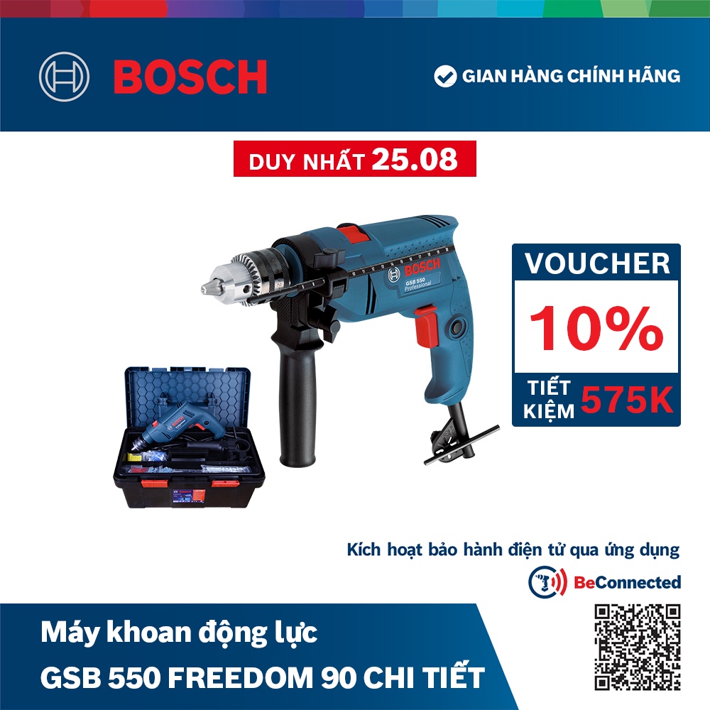 Máy khoan động lực Bosch GSB 550 FREEDOM 90 chi tiết