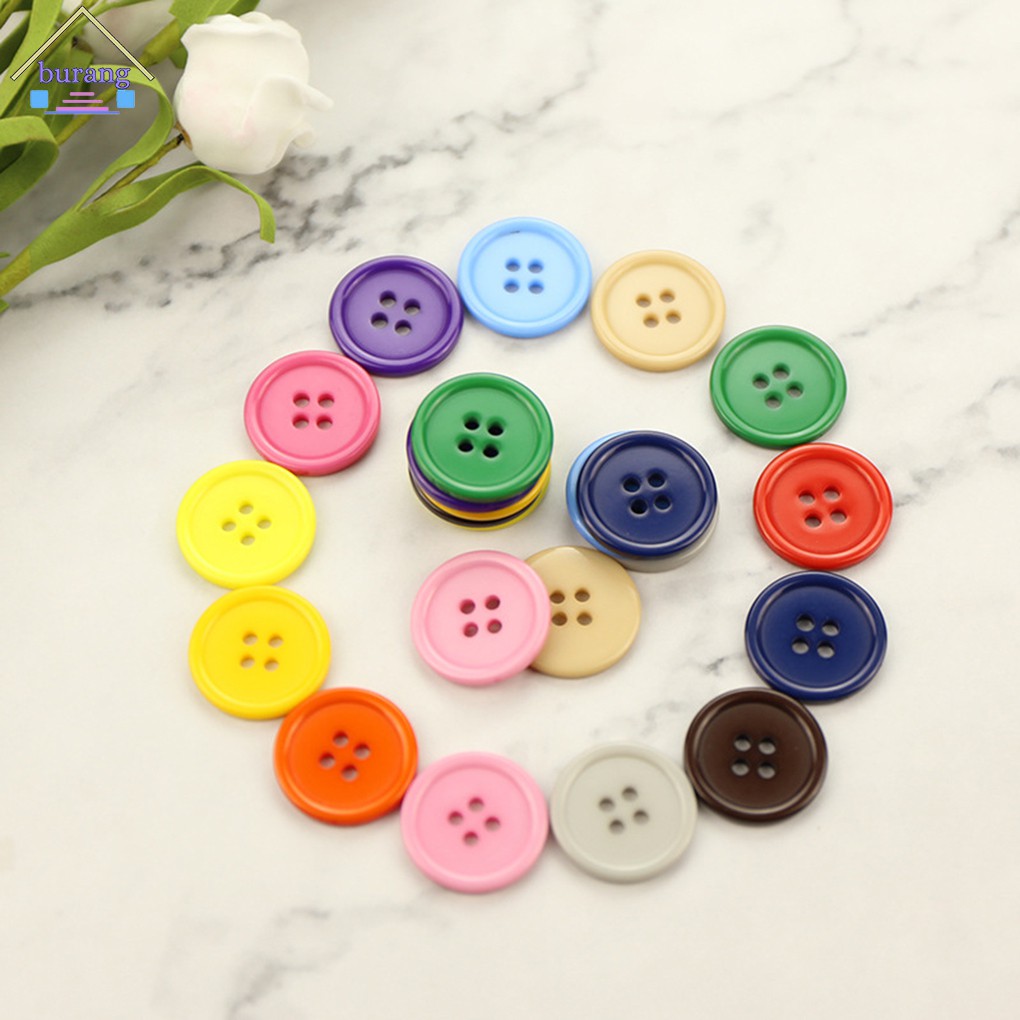 Set 100 Cúc Áo Nhựa 4 Lỗ Nhiều Màu Sắc