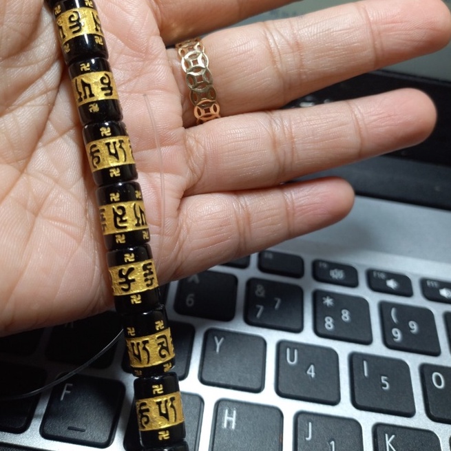 Lu thống trụ in chữ vàng đá thủy tinh size 8x12mm