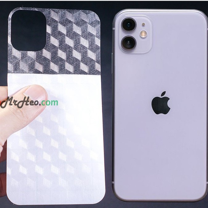 Skin Dán Mặt Sau Lưng Vân 3D Iphone 11 - Iphone 11 Pro - Iphone 11 Pro Max - Carbon, Hình hộp, Nhám, Vân Da