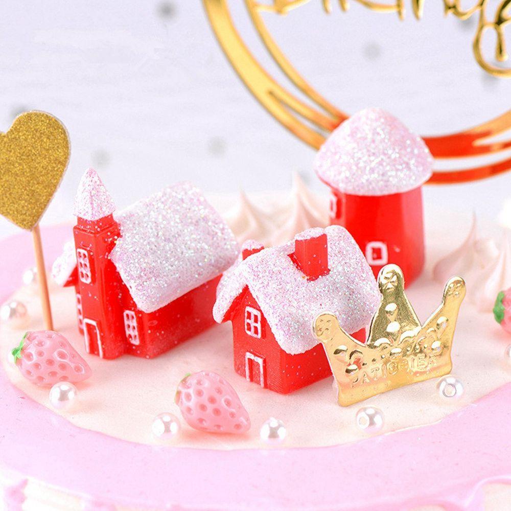 Mô Hình Ngôi Nhà Tuyết Mini Màu Sắc Đỏ Dùng Trang Trí Giáng Sinh