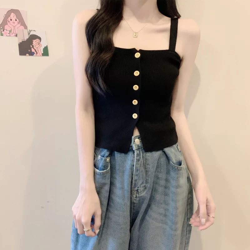 ÁO CROPTOP LEN TĂM NÚT THẬT SuzaHouse N05