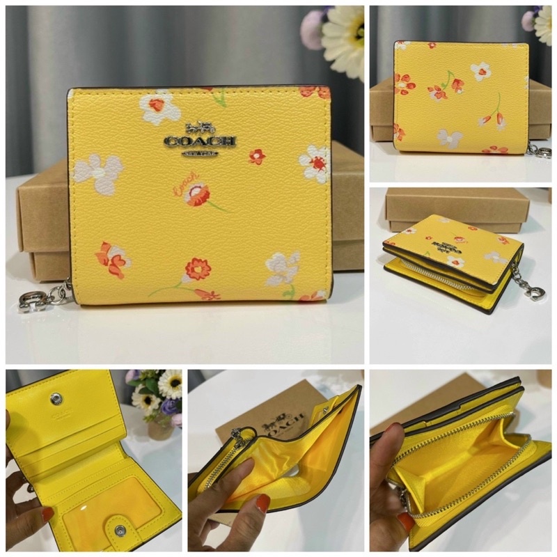 Ví C0ach Snap Floral Print trẻ trung full màu