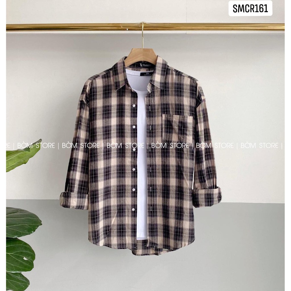 Bờm Store - Áo Sơ Mi Caro Nam Đen sọc trắng 161 | BigBuy360 - bigbuy360.vn