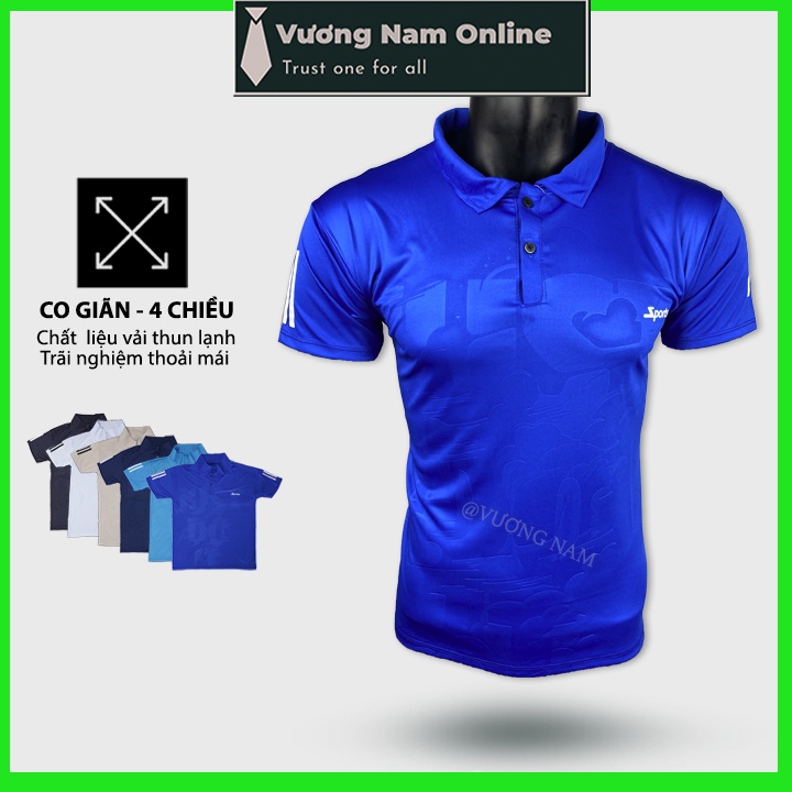 Áo thun nam cổ bẻ thể thao chất thun lạnh vân dập đẹp co giãn 4 chiều VN90B